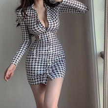 Load image into Gallery viewer, Hollow Waisted Button Long Sleeve Mini Dress - The Angels Hub
