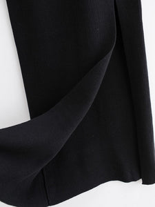 Knitted Long Sleeve Side Slit Dress - The Angels Hub
