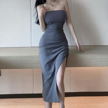 Load image into Gallery viewer, High Waist Strapless Split Midi Dress - The Angels Hub
