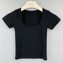 Load image into Gallery viewer, Square Neck Solid Short Sleeve Tee - The Angels Hub
