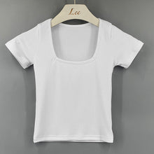 Load image into Gallery viewer, Square Neck Solid Short Sleeve Tee - The Angels Hub
