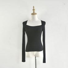 Load image into Gallery viewer, Square Elegant Collar Slimming Long Sleeve Tee - The Angels Hub
